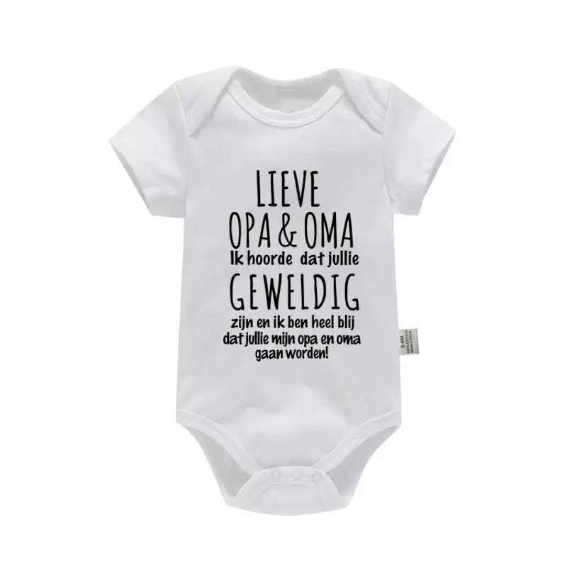 Dear Grandpa and Grandma Pregnancy Announcement Baby Bodysuit Short Sleeve O-neck Romper Summer Newborn Jumpsuit