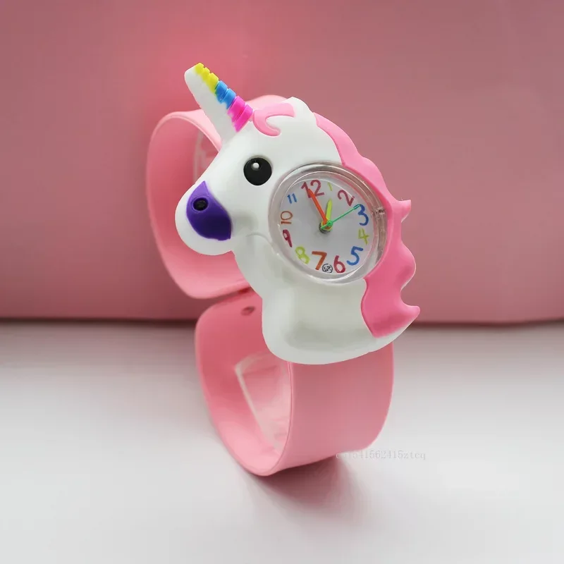 

Fashion Cartoon Unicorn Flash Light Girls Watches Kids with Bracelet Silicone Strap Children Watches Clock reloj infantil