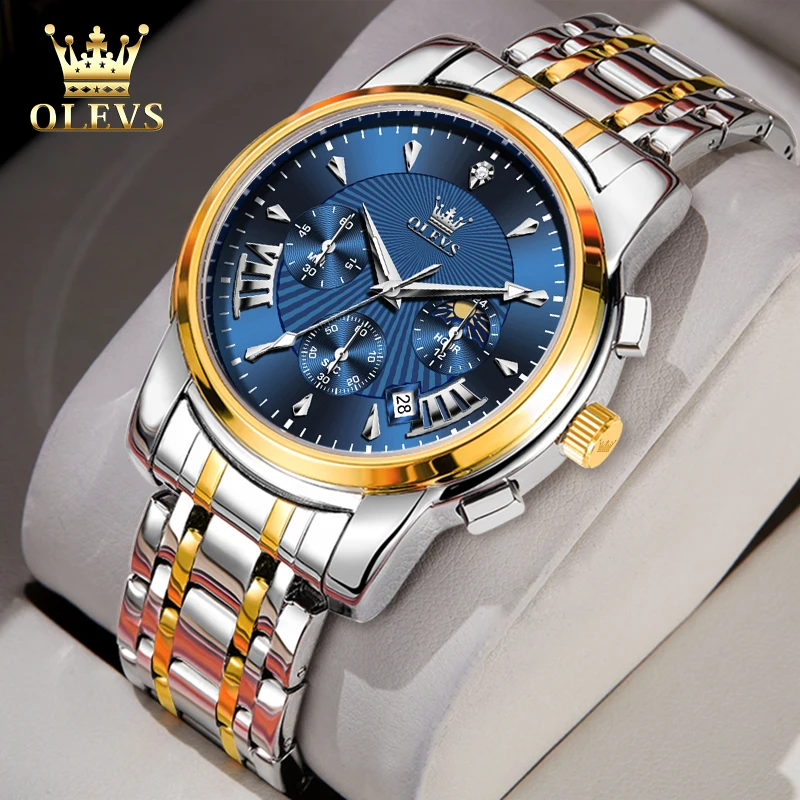 OLEVS Watches for Men Classic Date Business Dress Luxury Waterproof Luminous Mens Wrist Watch Analog Stainless Steel Men Watch