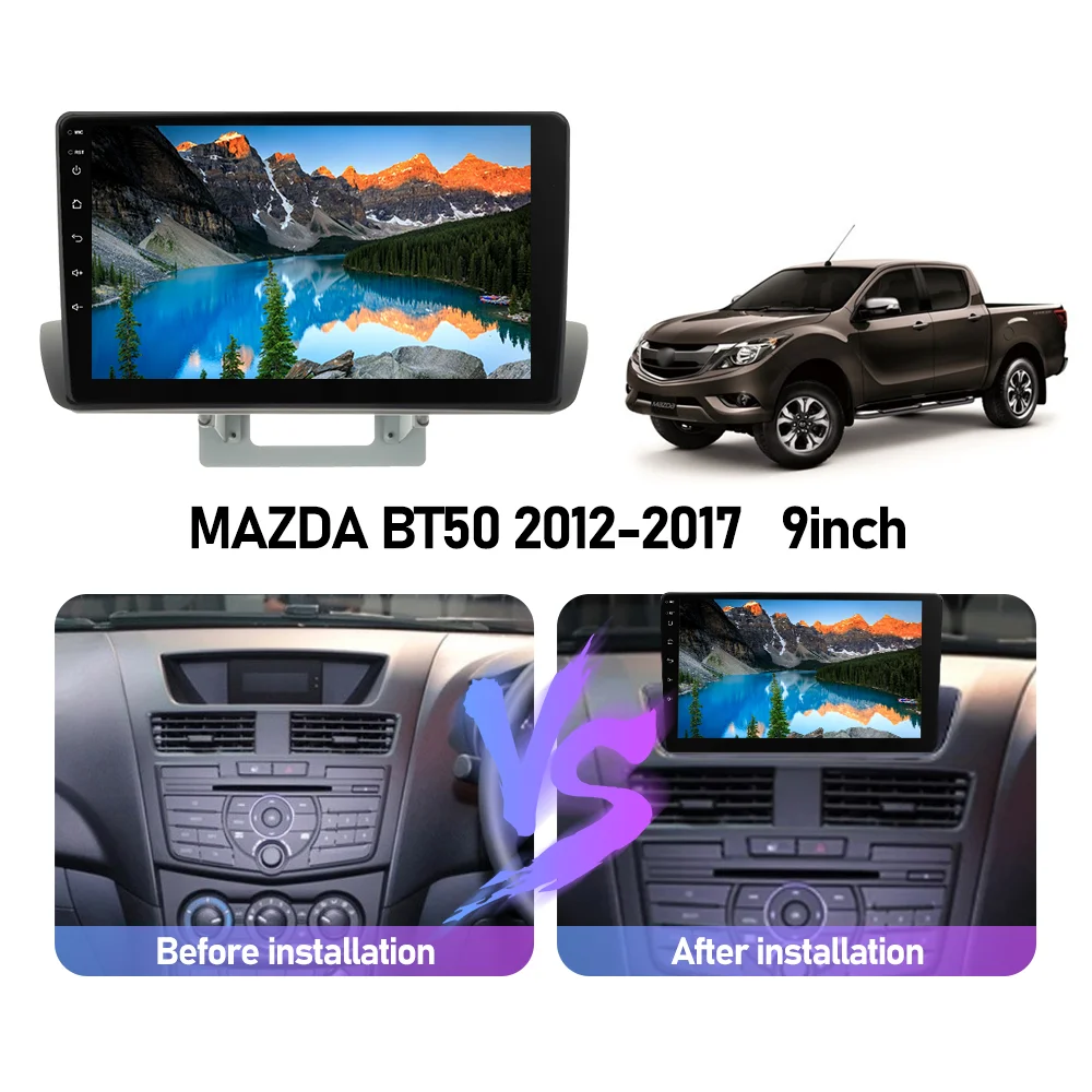 Eunavi Android Auto GPS Navigation For MAZDA BT50 2012 - 2017 Car Radio Multimedia Player Head unit 4G QLED 2din 2 din Carplay