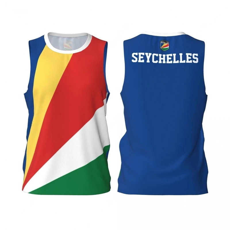 Seychelles Flag Basketball Tank Tops Summer Fashion National Emblem 3D Printed Sleeveless T Shirts Loose Quick Dry Sports Vest