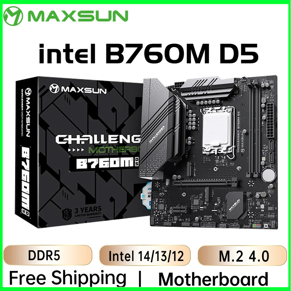 MAXSUN Motherboard Challenger B760M D5 support Intel 14/13/12th generation Core CPU DDR5 M.2 PCIEX16 4.0 Computer components