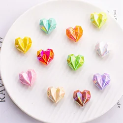 CH07  Plated High Quality Solid Color Diagonal Hole Acrylic Heart Cut Three-Dimensional DIY Mobile Phone Chain Bracelet Material