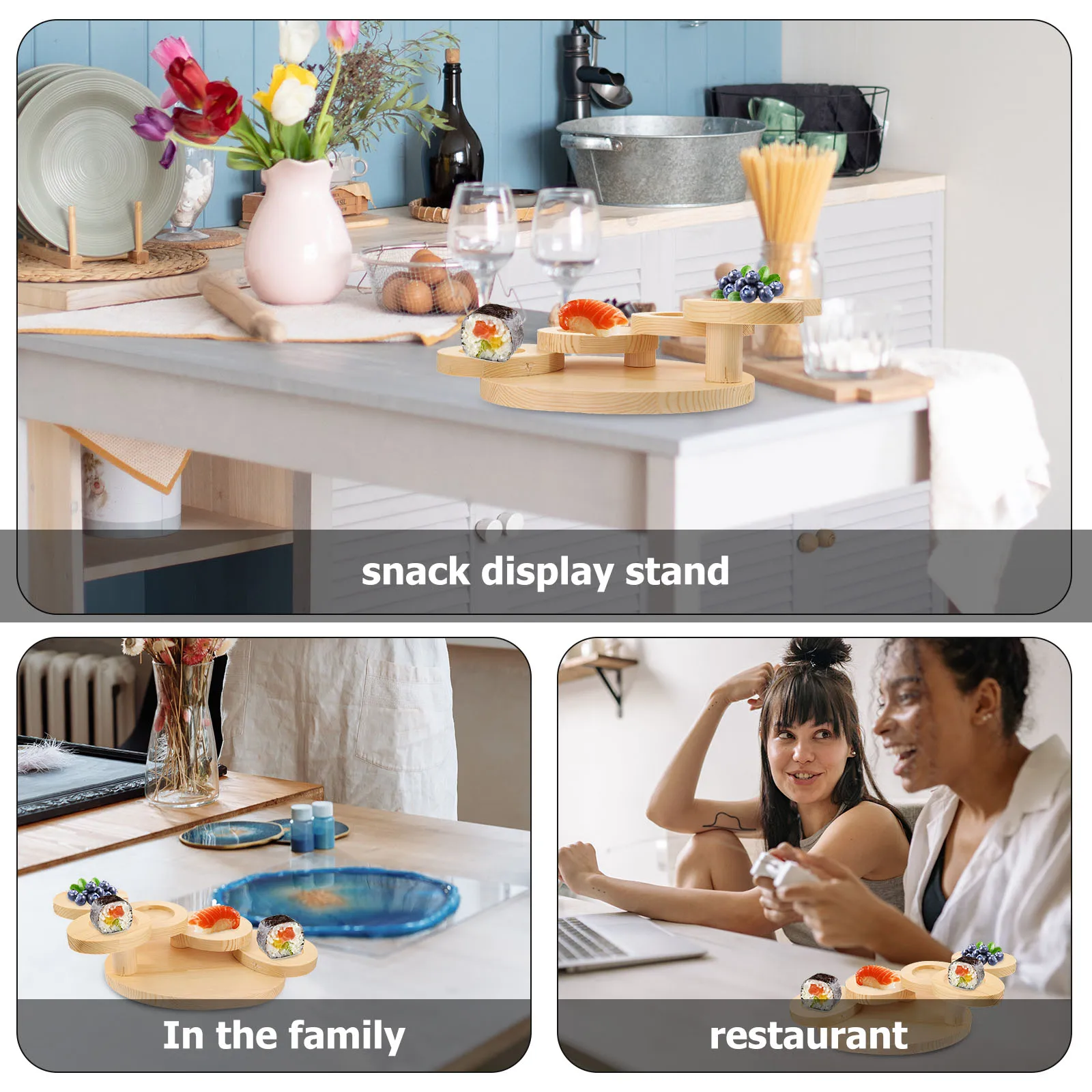 

Wooden Serving Tray Snack Shelf Sushi Plate Table Food Display St Five Layer Ladder Design Kitchen Bar Utensils Wooden Dining
