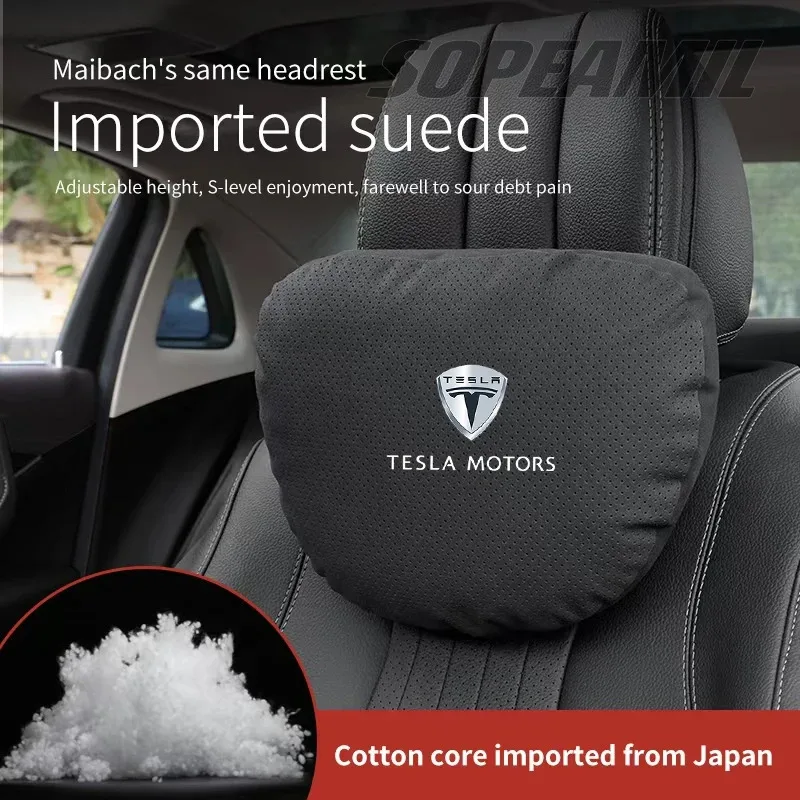 

Tesla Model 3 Model Y Model S Model X Cybertruck Roadsrer Car Ventilate Suede Headrest Neck Support Seat Waist Cushion Pillow