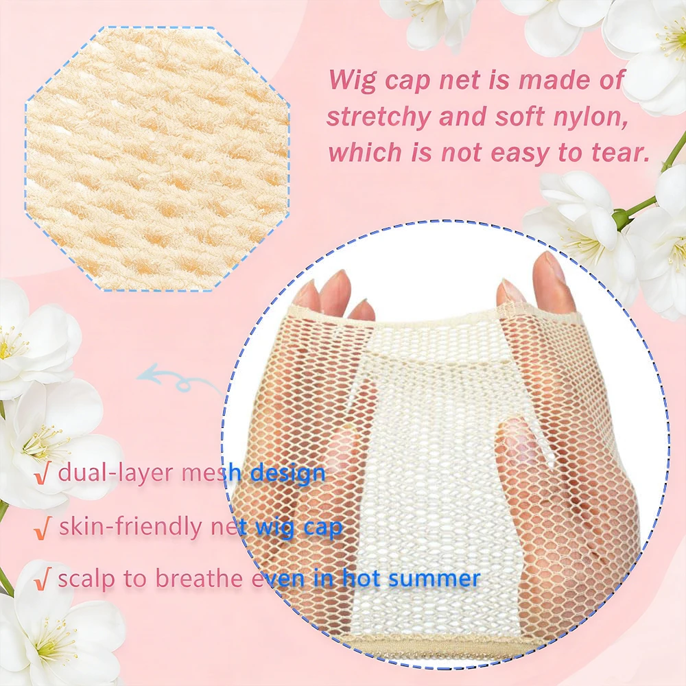 1/3/7PCS Light Color Wig Cap, Hair Net for Wigs, Large Mesh Wig Cap for Long Hair for Women,  Net Non Slip for Halloween Rave Pa image 2