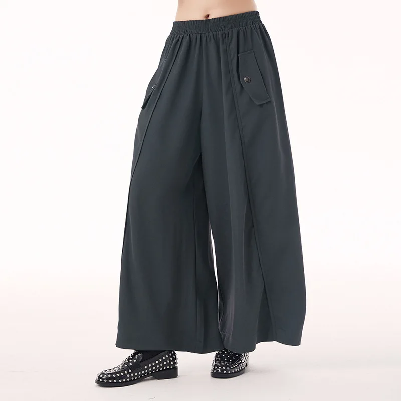 

Ретро-брюки с широкими штанинами и высокой талией, свободного кроя, повседневные, для женщин, лето 2025, уличный стиль, на резинке