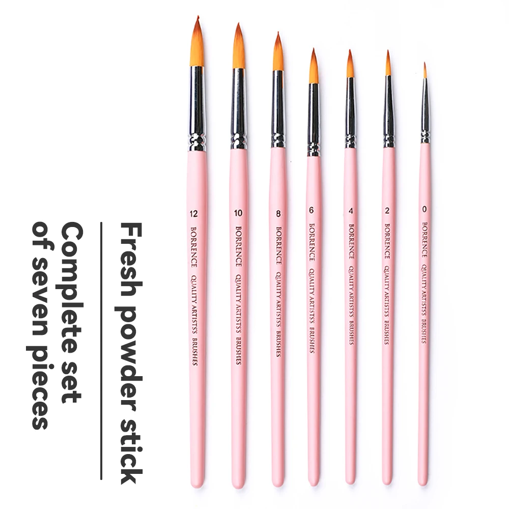 

Borrence Nylon Hair Artists Painting Brush 7Pcs Art Multifunction Hook Line Short Pointed Pen for Acrylic Oil Watercolor Gouache