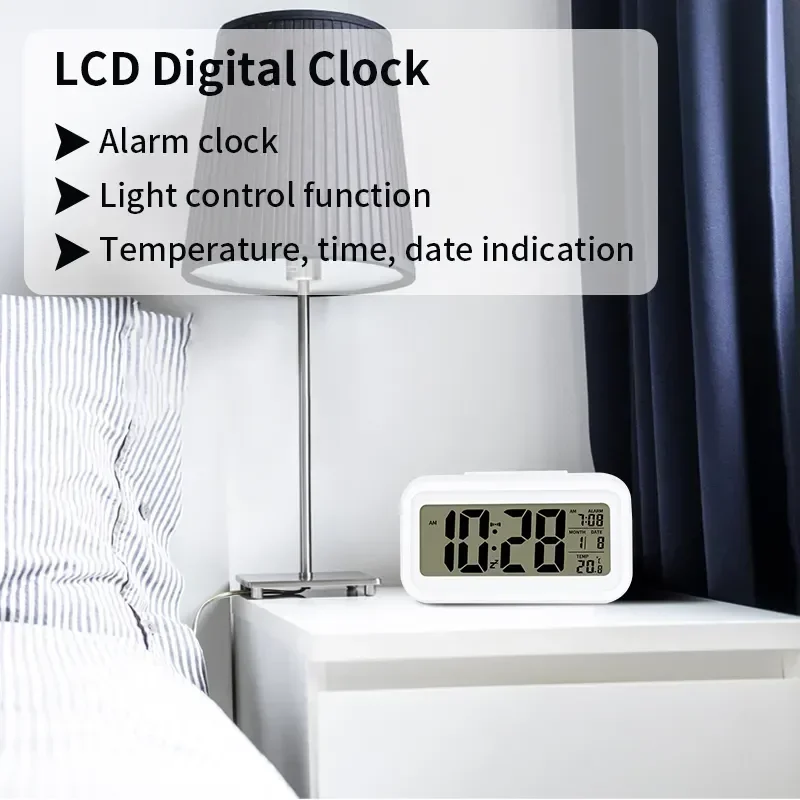 12/24h Led شاشة ديجيتال ساعة تنبيه المنزل السرير طاقة البطارية متعددة الوظائف غفوة/درجة الحرارة ليلة ضوء تاريخ ساعة تنبيه