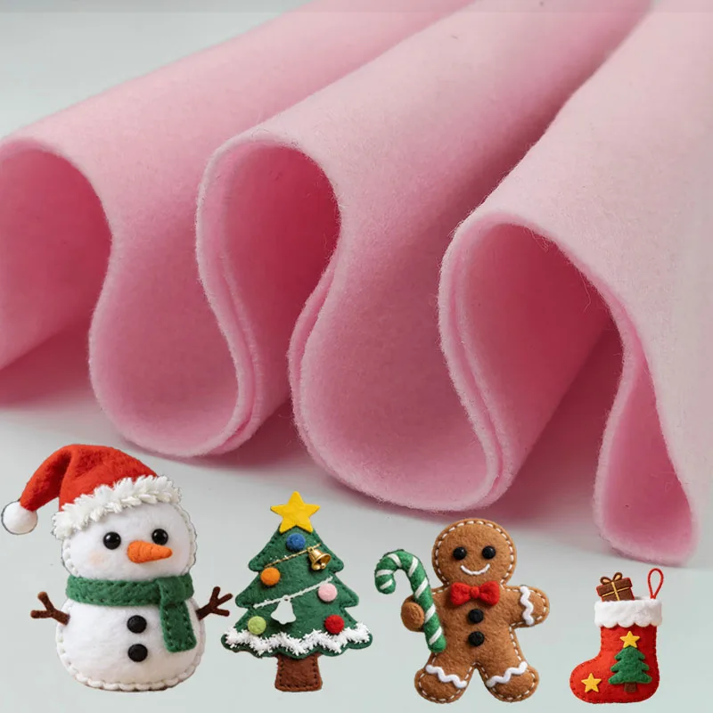5 Pieces of Soft Felt Fabric in Christmas Colors, Suitable for Sewing, DIY Handicrafts, Easter and Valentine's Day Decorations