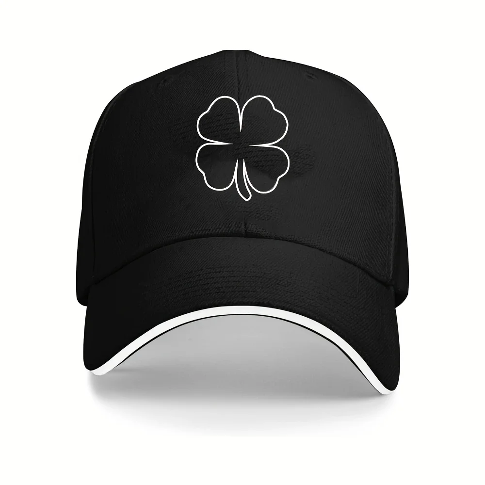 Four Leaf Clover Baseball Cap Polyester Embroidered Graphic Adjustable Casual Unisex Sports Hat