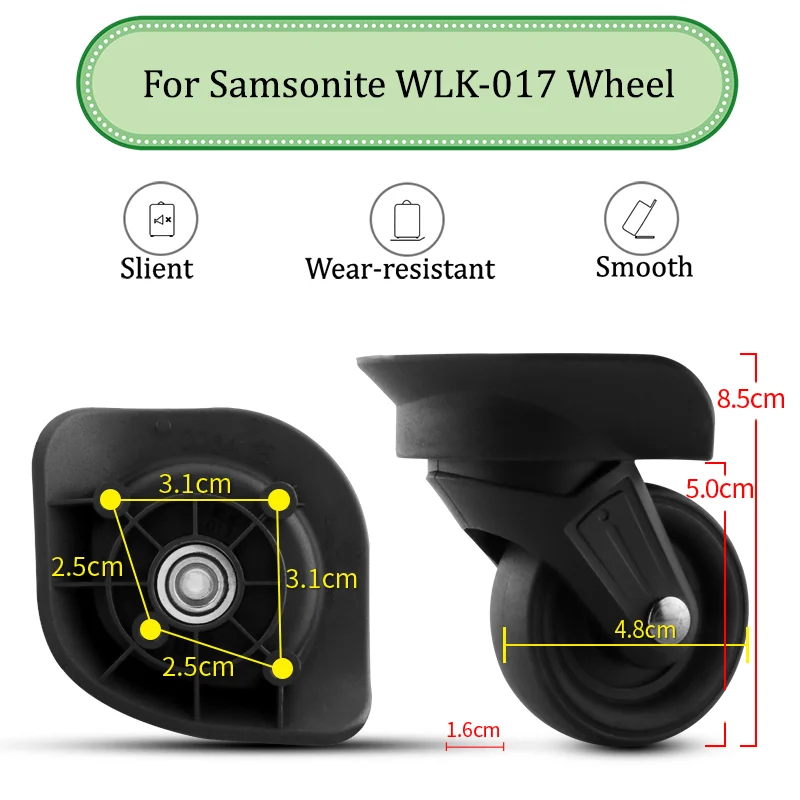 

For Samsonite WLK-107 Universal Wheel Trolley Case Wheel Replacement Luggage Pulley Sliding Casters Slient Wear-resistant Repair