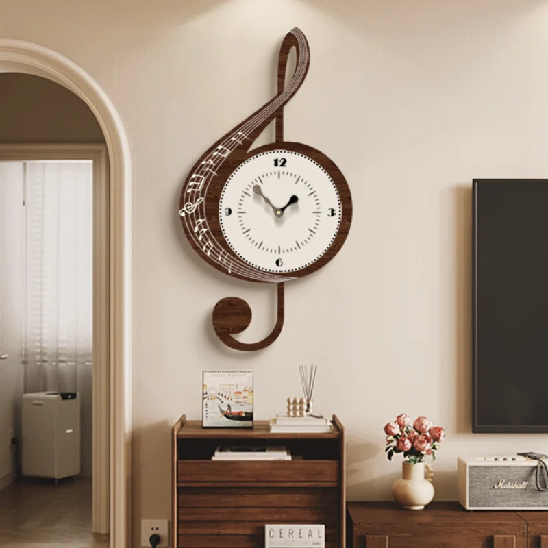 Ancient living room wall clock 2024 new background wall retro clock network red creative note art clock hanging wall