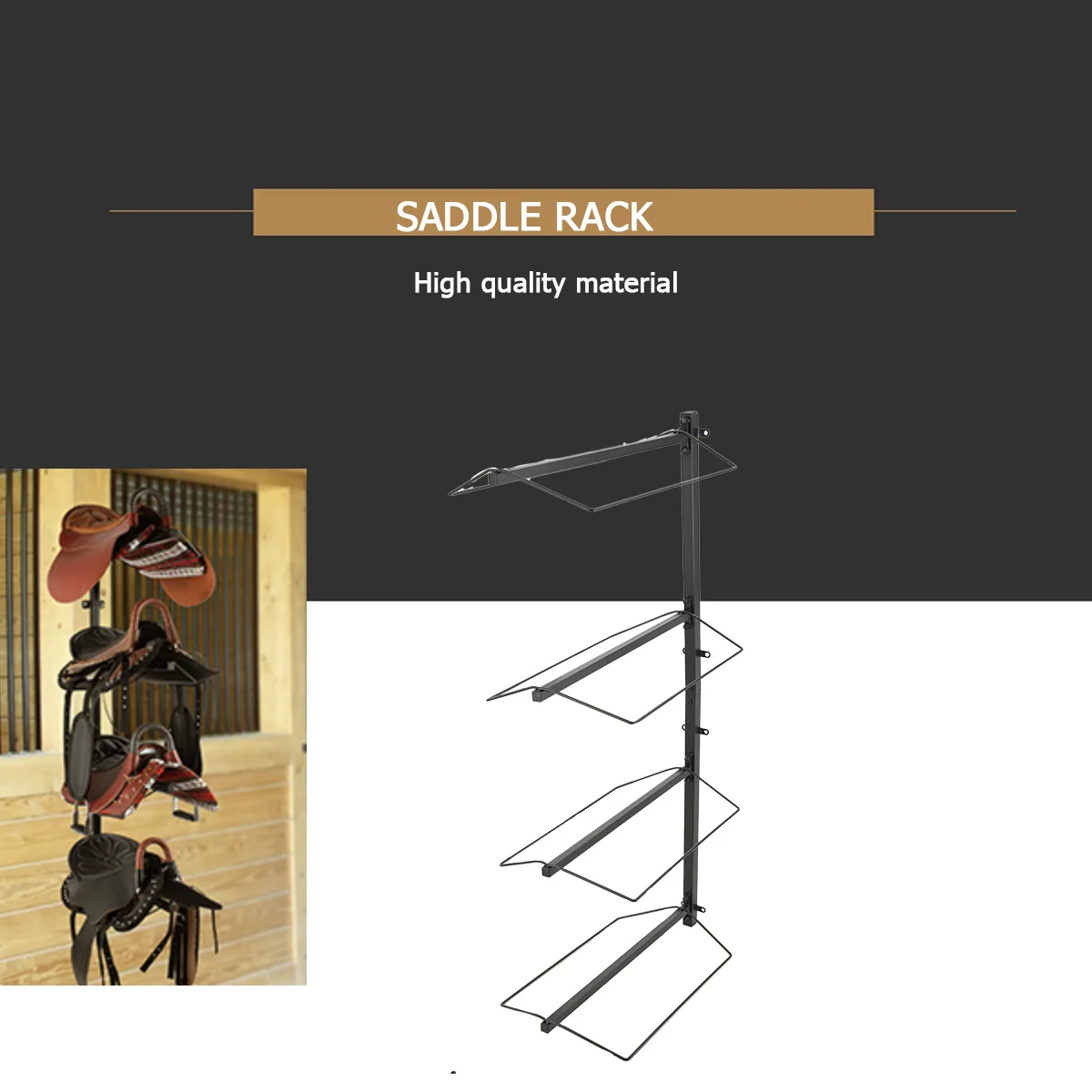 2 Pcs Saddle Rack Adjustable, 4 Tier Wall Mounted Saddle Stand Saddle Storage Rack Heavy Duty Accessories For Horses