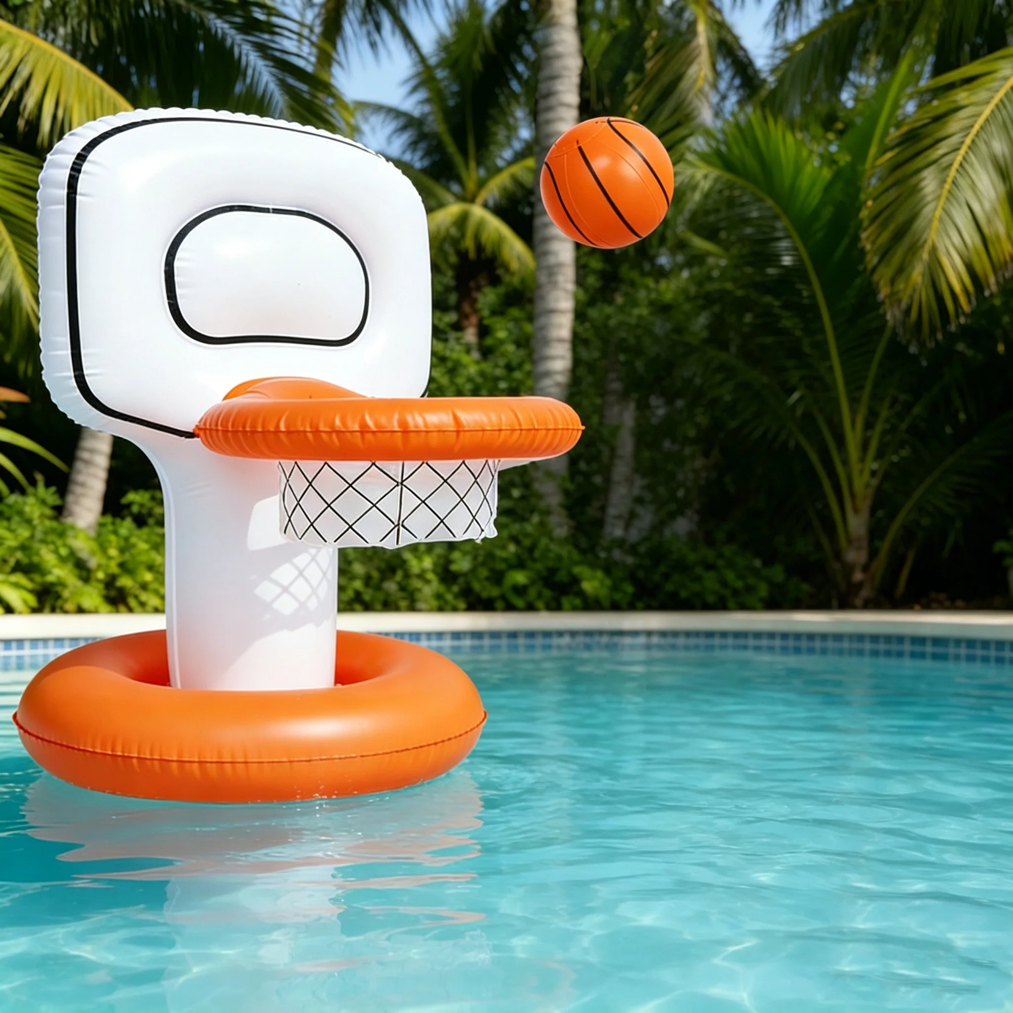 Inflatable Basketball Hoop Toss Game - Interactive Water Toy for Parties Creative Game Play Outdoor Sports Equipment