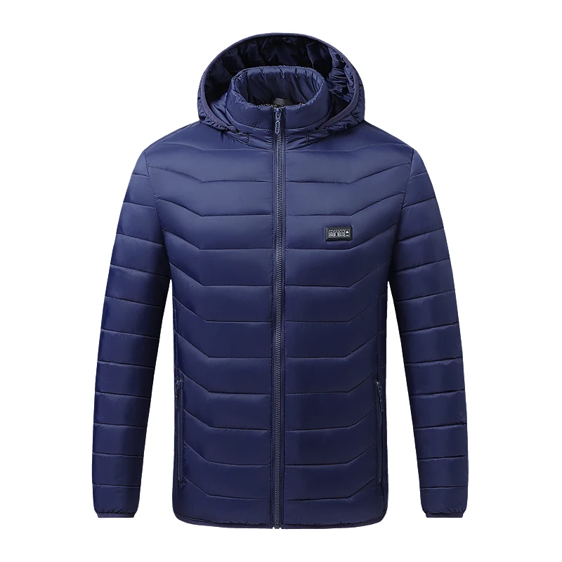 Men's parka Winter Warm   Warm padded jacket USB Heating Jackets Smart Thermostat Pure Color Hooded Heated Clothing male