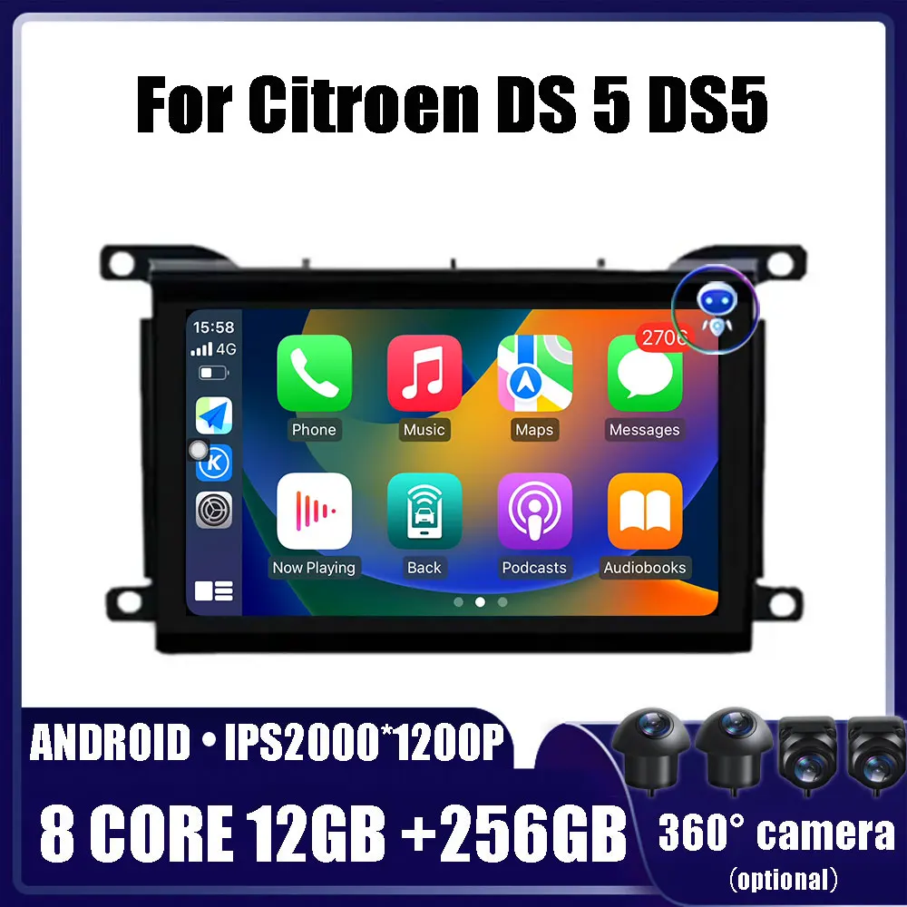 

7“ 4G Android OS For Citroen DS 5 DS5 Car Radio Navigation GPS Multimedia Video Player 5G WIFI Carplay Auto QLED screen BT 5.0