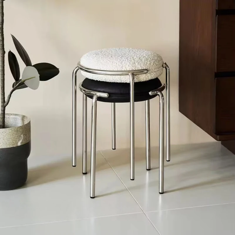 Modern minimalist Nordic lamb wool upholstered stainless steel upholstered non-slip stackable