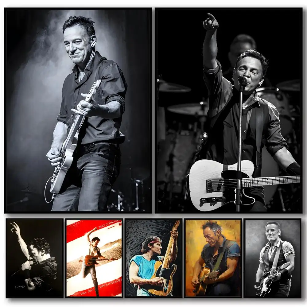 

Singer B-Bruce Springsteen Painting Calligraphy High-Quality Cotton Canvas Poster Wall Art for Living Room Coffee House Decor