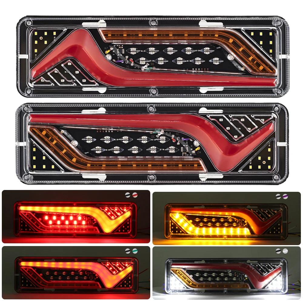 2pcs 12V-24V Truck Trailer Lights LED Strips Car Turn Signal Lamp Rear Tail Indicator Taillight Brake Flashing Rear Lights