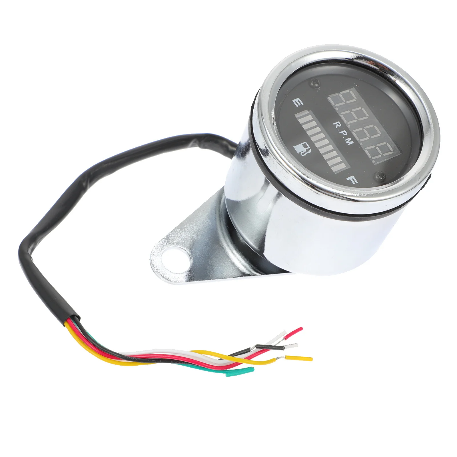 

Motorcycle Tachometer Led Digital Gauge 12V Silver Waterproof Lightweight Portable Circle Design Real-Time Data Display