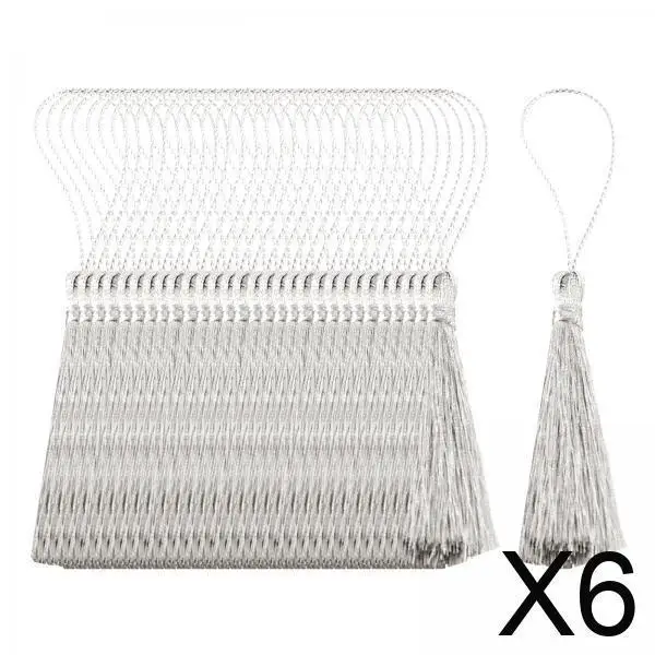 

6x 30pcs Tassels Cord Loop Small Knot for Souvenir Bookmarks Accessory Silver