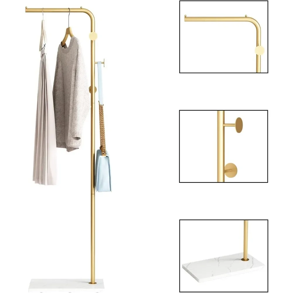 

Metal Coat Rack Freestanding with Hooks, Entryway Coat Rack Stand, Coat Racks with Marble Base