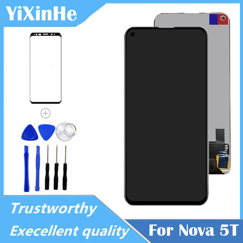 100% Test For Huawei Nova 5T LCD Display Touch Screen with Bezel Replacement YAL-L21 L61A L61D L71A LCD Screen