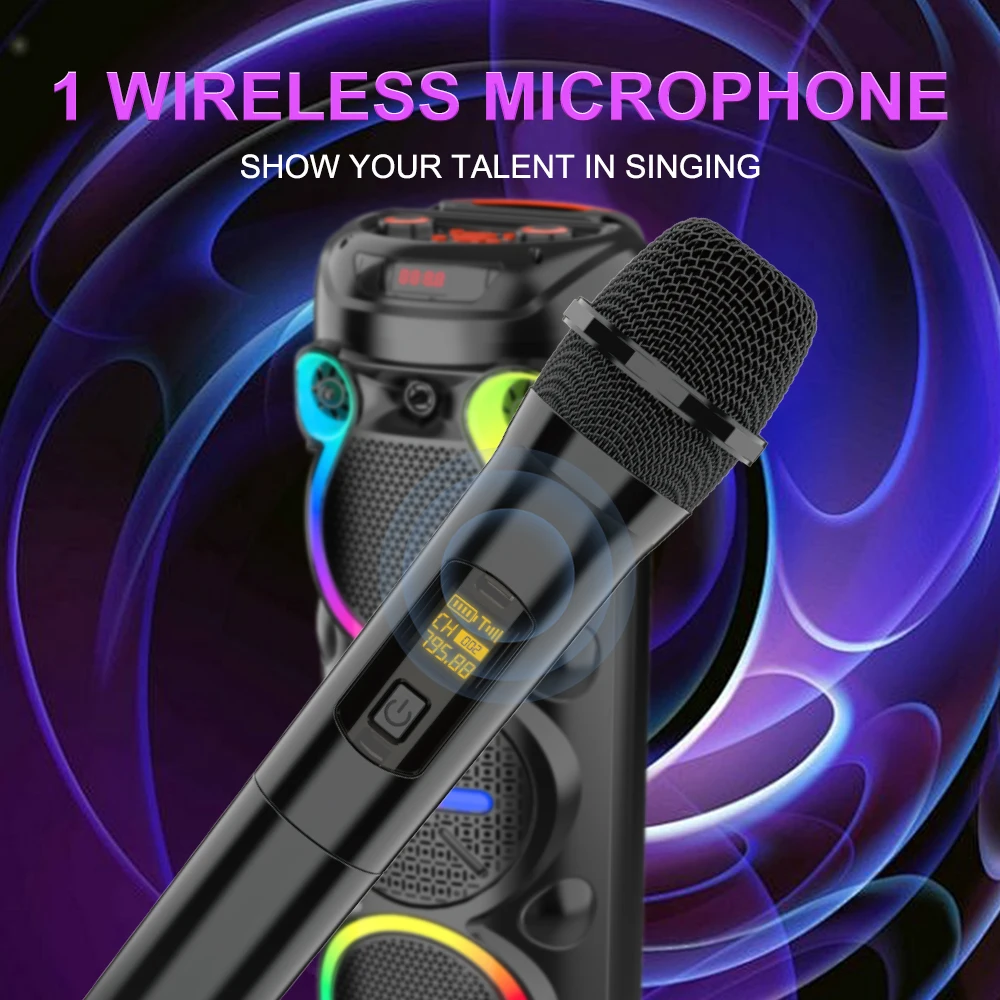 SING-E ZQS6302カラオケスピーカー、パワフルなオーディオ機器/ボックス、ポータブルミュージックボックス、マイクジャック付き、カラーフラッシュスピーカー