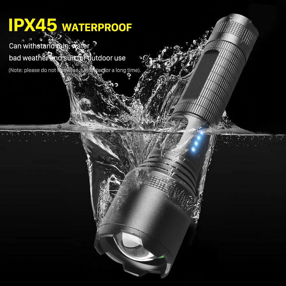 High Power LED Flashlight with USB Charging Torch Light Rechargeable Waterproof Portable Lantern Spotlight Tactical Flashlights