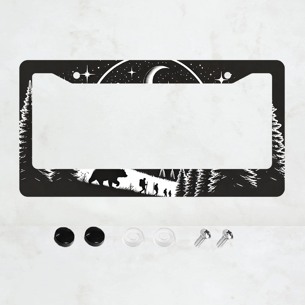 

Рамка для номерного знака «Горы» — «Приключения ждут», рамка для номерного знака для кемпинга, с изображением животного (медведя), рамка для автомобильного номера