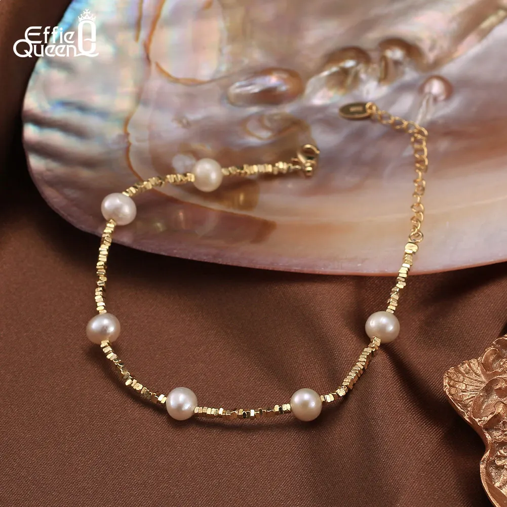 

Браслет EFFIE QUEEN из натурального жемчуга, серебро 925 пробы, ручная работа, плетеная цепочка, винтажный стиль, модное украшение, подарок GPB28