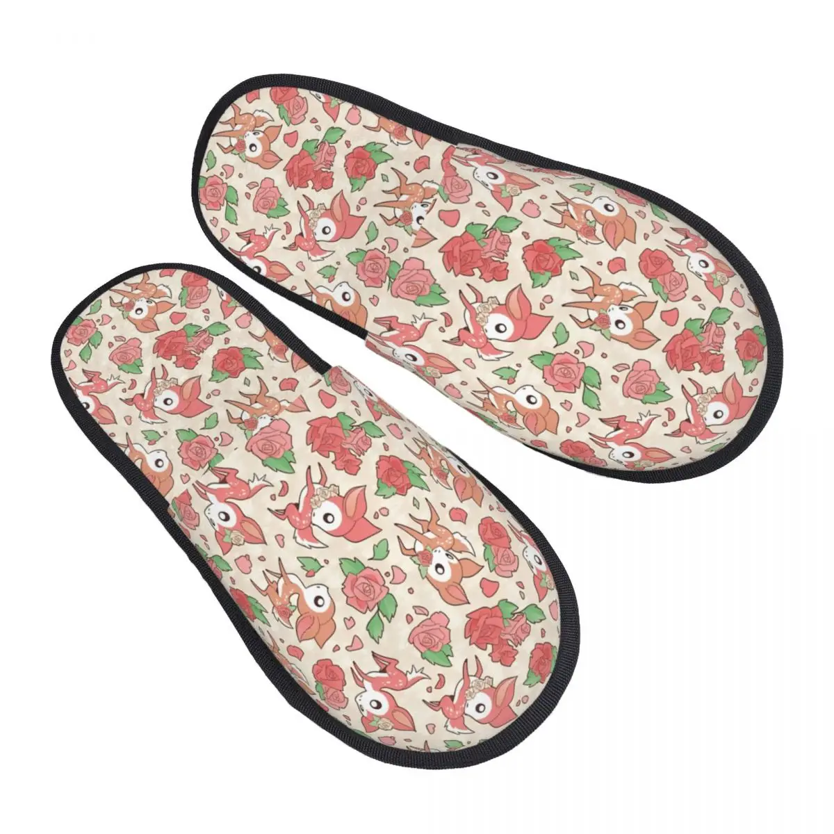 

Женские домашние тапочки Бэмби с индивидуальным принтом, мягкие теплые пушистые тапочки из пены с эффектом памяти в стиле аниме, домашняя уличная обувь