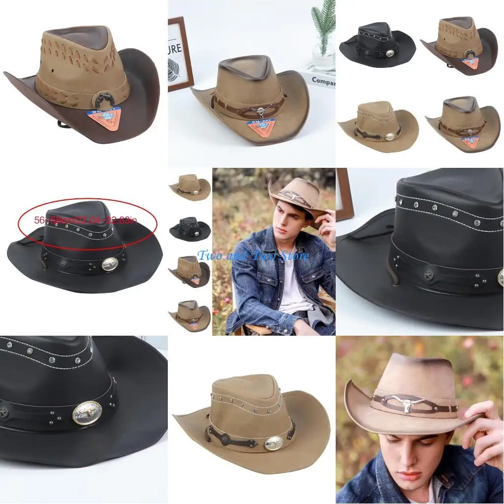 

HX6F Stylish Cowboy Hat with Moisture Wicking Sweatband Great for Beach and Pools Indoor Outdoor Traveling Hiking