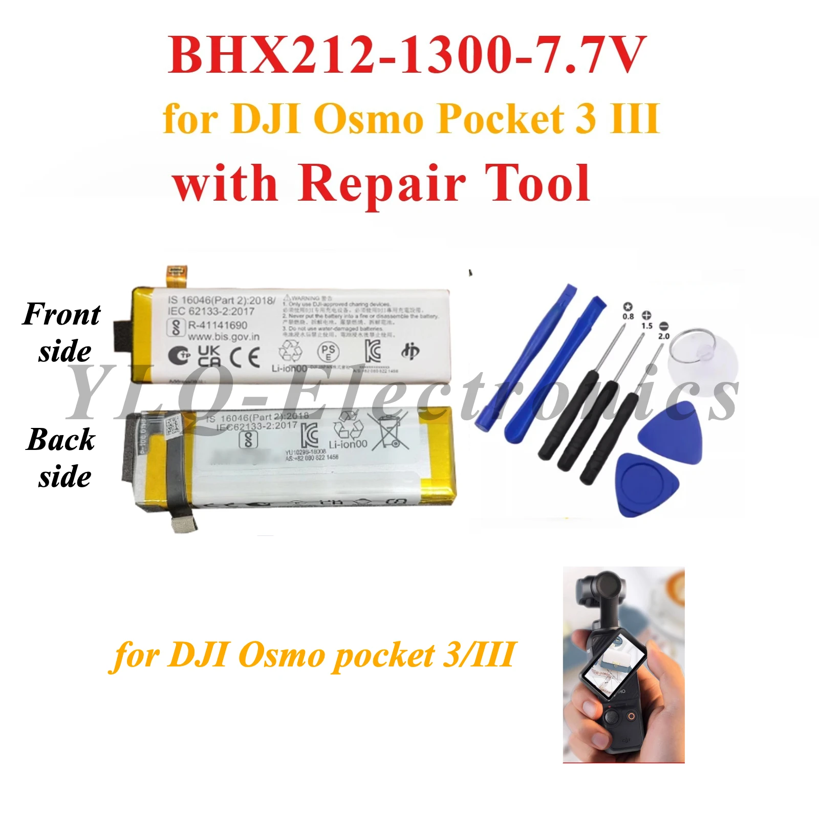 New BHX212-1300-7.7V Replacement Battery Capacitor with Tool for DJI Osmo Pocket 3 Osmo Pocket III Camera BHX212-1300-7.7