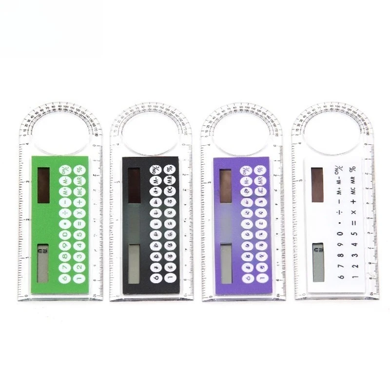 Fournitures d'apprentissage pour étudiants, calculatrice, Mini fournitures d'apprentissage, règle transparente avec loupe, papeterie de bureau Portable