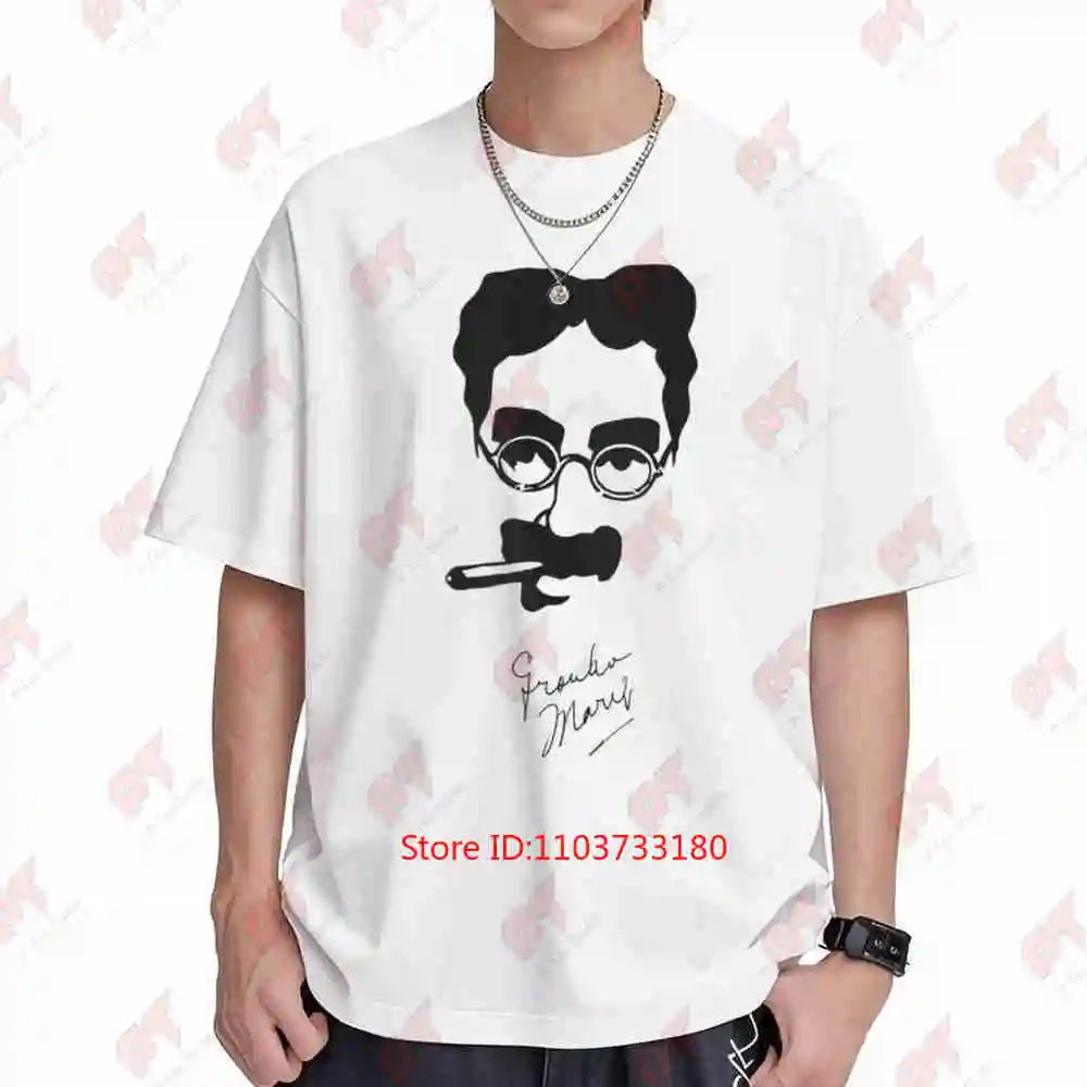 Groucho Marx Autograph Brothers Chico Harpo Duck Soup Short Sleeve Tee 100% Cotton T-Shirt