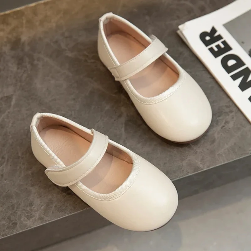 Autumn Girl's Mary Janes Pu Leather Plain Design Stylish Children Princess Shoes Light Round Toe Daily 21-30 Toddler Kids Flats