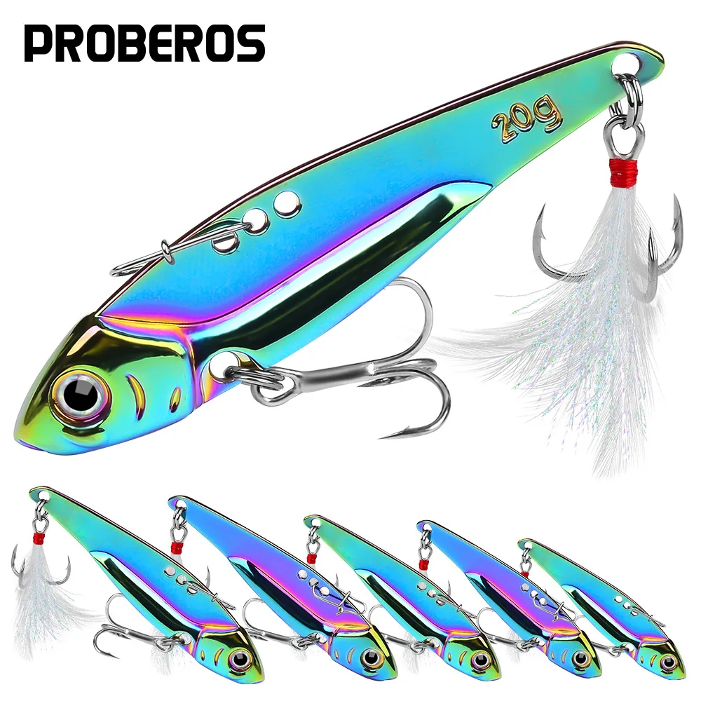 

Colorful Spinner Spoon Metal Jig Bait ViB Sinking Blade 5g-20g Spinning Treble Hook Spinner bait Pesca Tackle Sea Fishing Lure