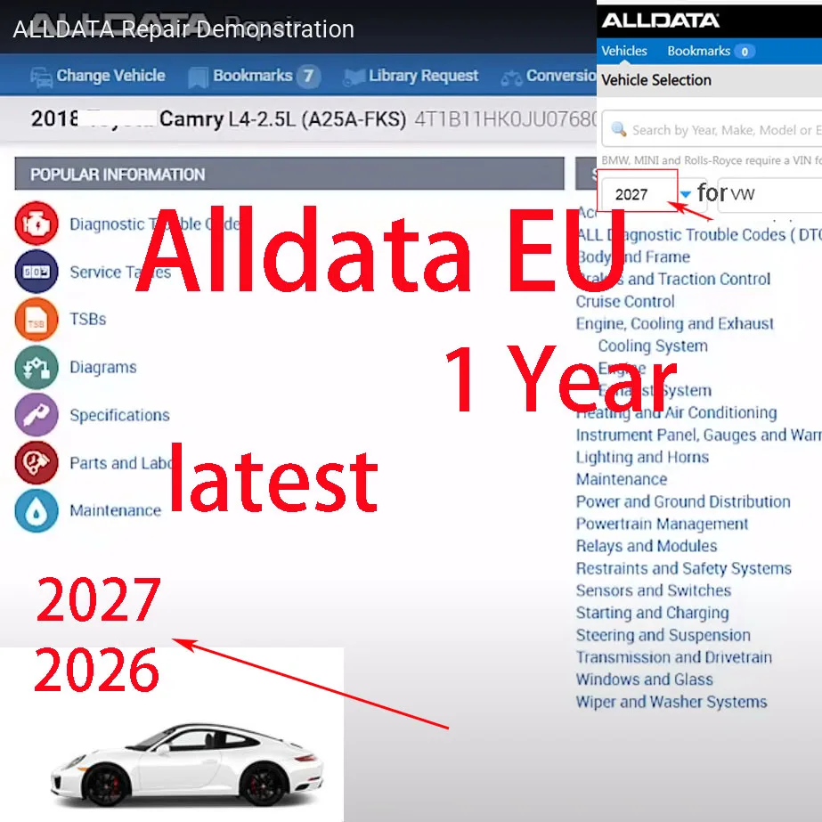 تحديث حساب Alldata EU عبر الإنترنت إلى 2027 جميع البيانات EU Haynes PRO Auto Data لبرنامج إصلاح السيارات مخططات الأسلاك التلقائية #1