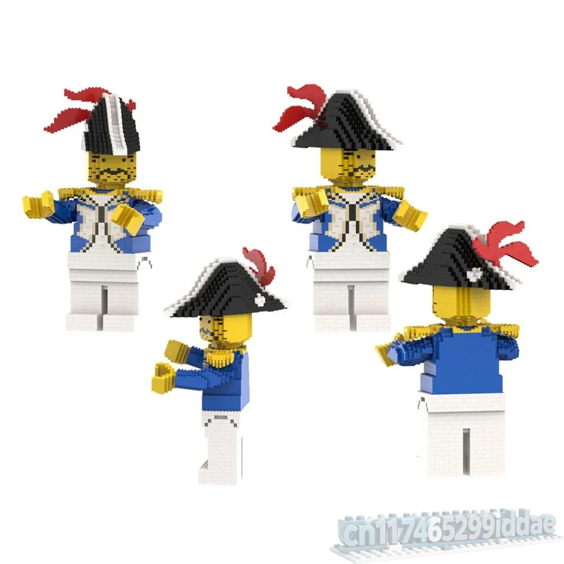 2356PCS Blue Uniform Commander Building Blocks Historical Costume Character Sculpture Model DIY Assembly Display Collection Gift