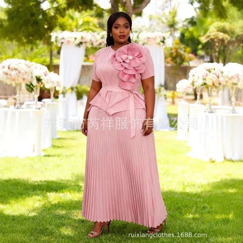 مياكي مطوي فساتين بلون Plisse 2025 مساء فضفاض حجم كبير مطرز فستان زهري كبير مجموعة الخريف ملابس عصرية جديدة #2