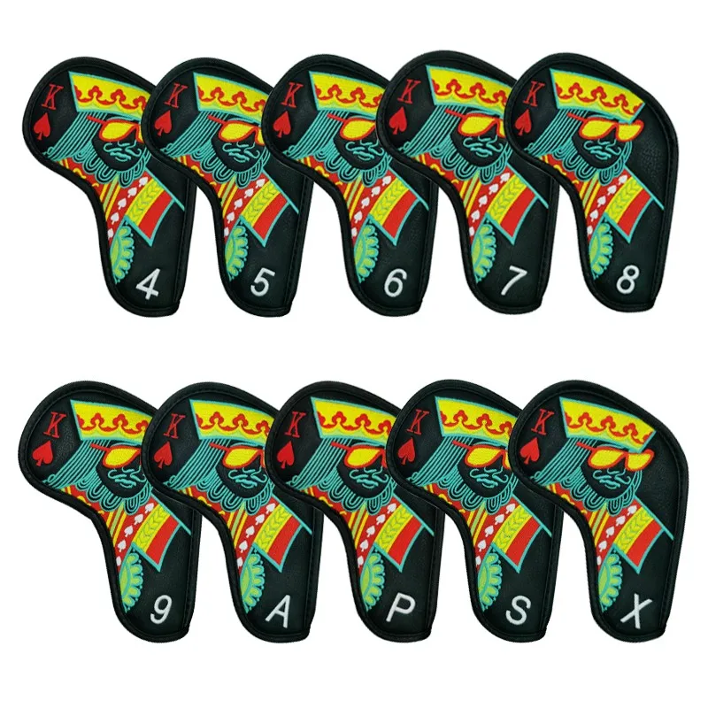 kings Golf Iron Cover Cover Irons Club PU Leather Golf Head Cover Golf Accessories Magnet Closure 10 Piece Set