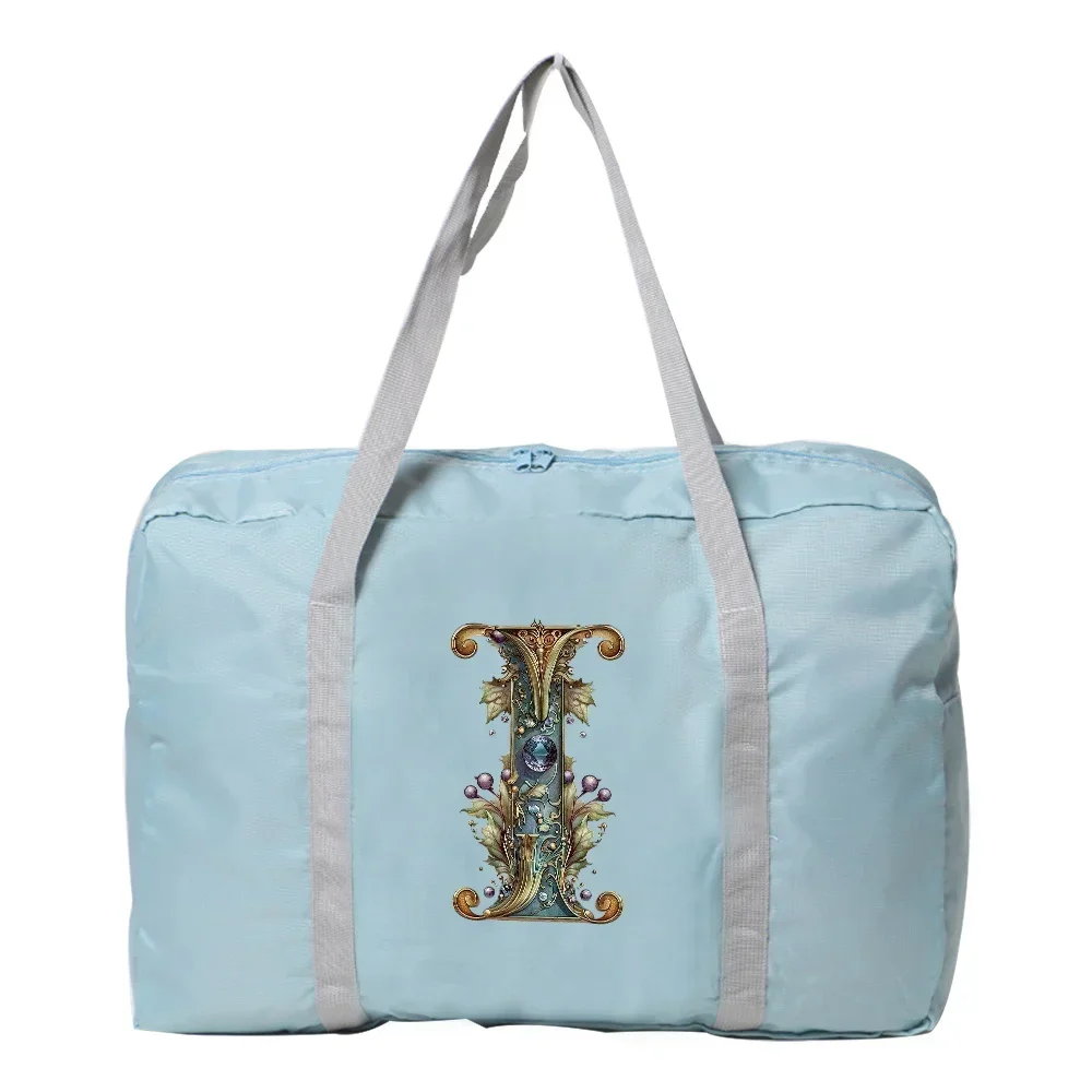 حقيبة سفر محمولة مع سلسلة طباعة نمط حروف الخيال العلمي، حقيبة يد محايدة خفيفة الوزن ذات سعة كبيرة وقابلة للطي #5