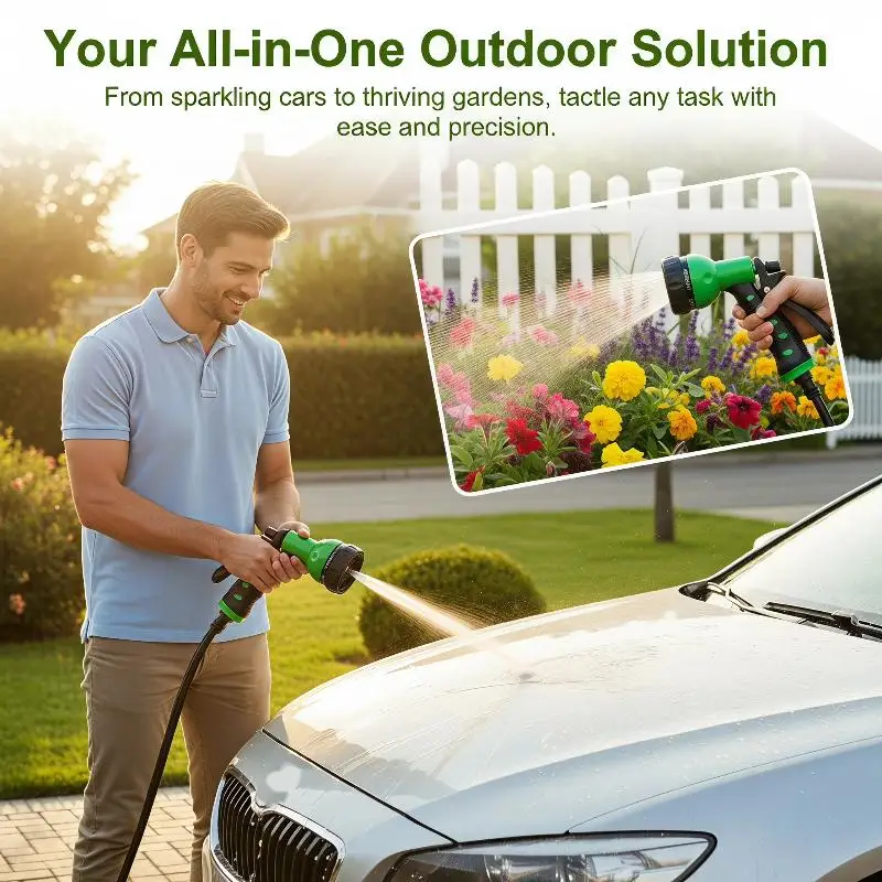 Garden Hose Spray Nozzle 7 IN 1 Adjustable Water Sprayer Portable Anti-Leak for Yard Gardening Car Detailing Sidewalk Cleaning