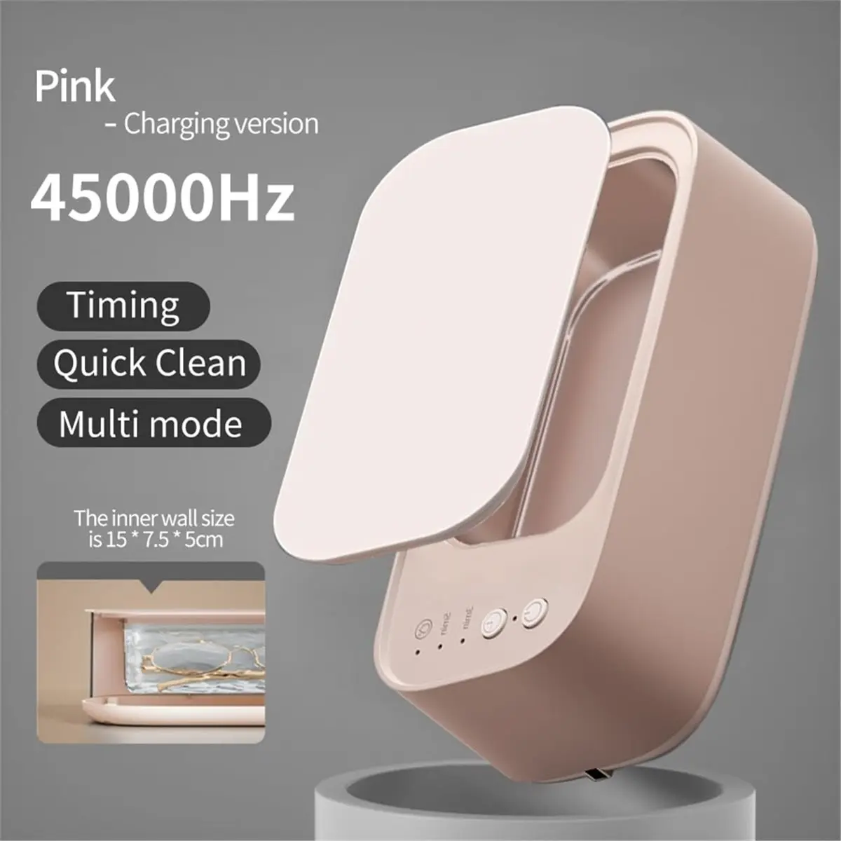 diandian Tragbare 45 KHz Hochfrequenz-Vibrationsreiniger 360 ° Reinigungsmaschine mit Timer für Schmuck/Schnuller/Kosmetikutensilien/Brillen