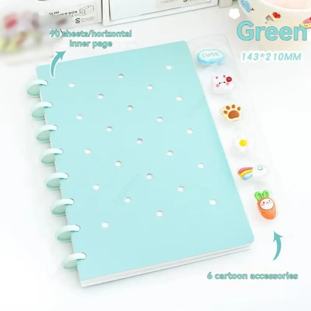 Creative A5 Loose-Leaf Book Detachable Mushroom Button Detachable Notepad Double Sides Thickened Paper Removable Diary Work