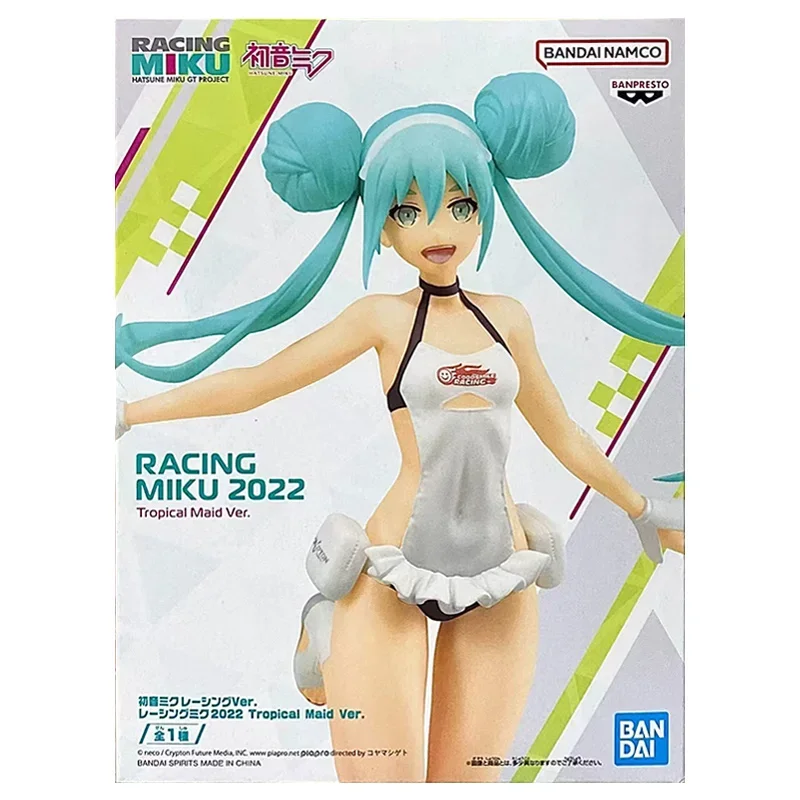 Bandai Banpresto Hatsune Miku Racing Ver. Racing Miku2022 Tropical Maid Ver 16Cm Original Anime Figure Model Toy Gift Collection