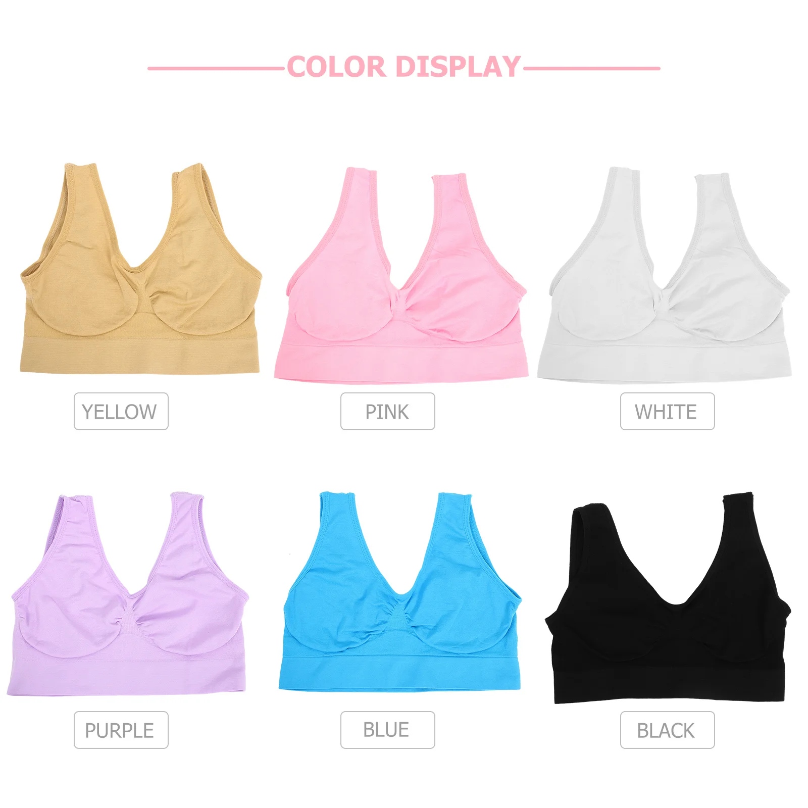 

6Pcs Wirefree Sports Vest High Elasticity Support Shaping Effects Breathable Sweat-Absorbent Fabric Women Running Yoga