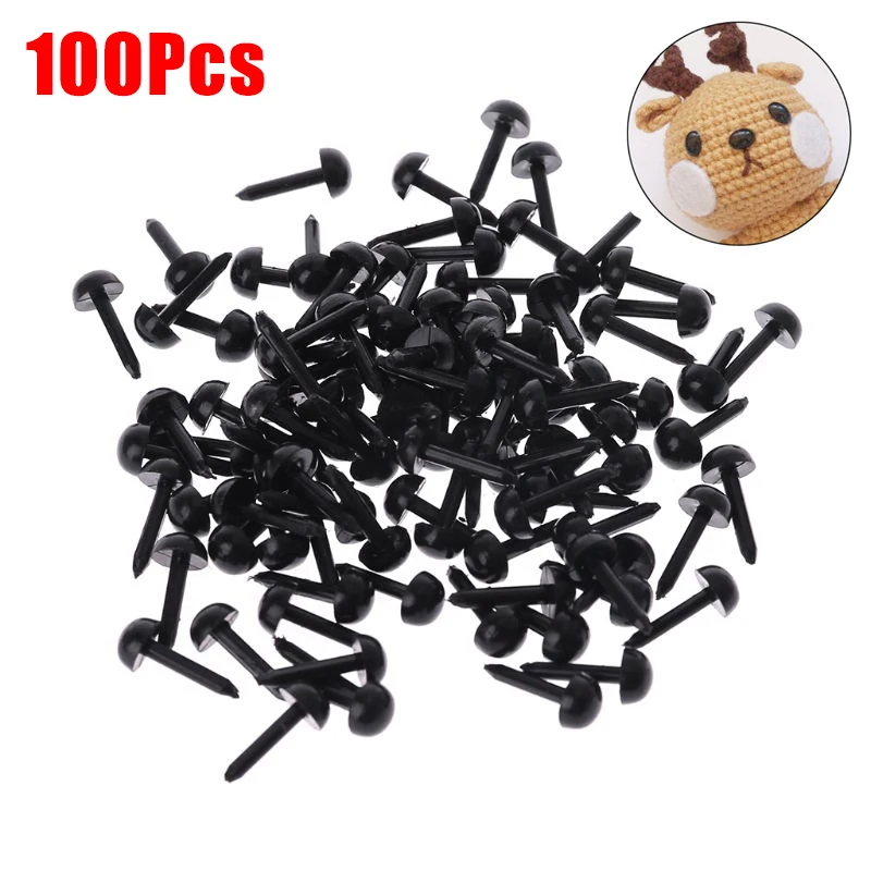 100PCs Black Plastic Doll Eyes Safety Eyes For Teddy Bear Stuffed Toys Snap Animal Scrapbooking Puppet Dolls Craft Eyes For Toys